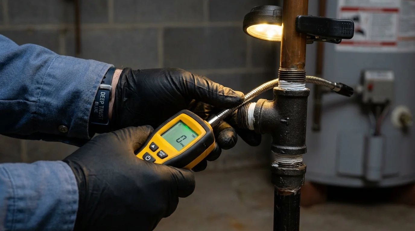 Gas leak detection with electronic sniffer by Johns Plumbing LLC in Roselle
